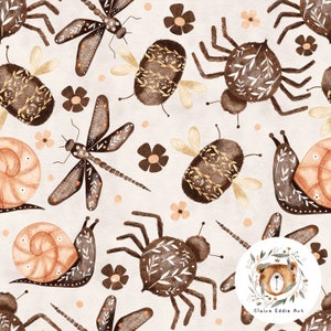 Motif insecte sans couture motif nature pour tissu Motif floral insecte Insecte mignon motif jardin sans couture libellule escargot mignon sans couture