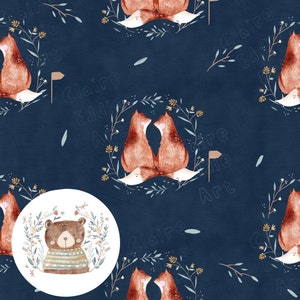 Seamless Pattern Fox Seamless Digital Paper Cute Fox Repeat Pattern pour tissu Woodland modèle sans couture forêt animal répétant fichier fox