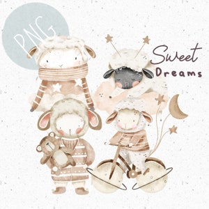 1 PNG für Sublimation Neue Baby PNG Baby Kleidung Clipart Niedliche Schafe PNG Süße Träume Clipart Pyjama Grafik Schlafenszeit download Weltraum Clipart