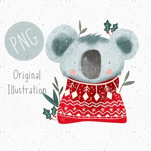 PNG de Noël pour sublimation, Koala PNG, PNG Vêtements pour bébé, fichier png de Noël, Koala Clipart, png Utilisation commerciale, png Xmas Koala Graphic