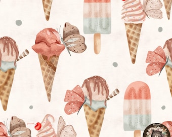 Icecream Seamless Pattern Butterfly Repeat Pattern for fabric icepop seamless pattern ice cream design cute ice-cream digital paper desert