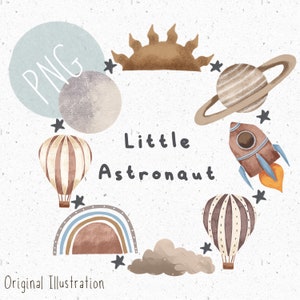 PNG for Sublimation Space PNG Baby Clothing Clipart Astronaut Clipart Rocket png Planet Clipart Rainbow download Sun Clipart Hot air balloon