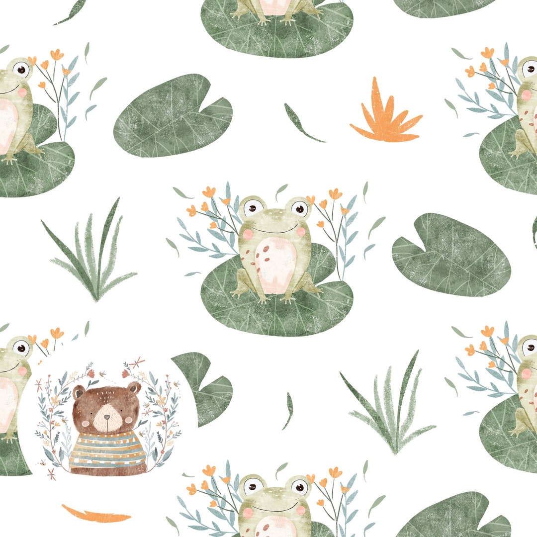 Seamless Pattern Frog Seamless Digital Paper Frog Scrapbook Paper Repeat Pattern for Fabric Frog