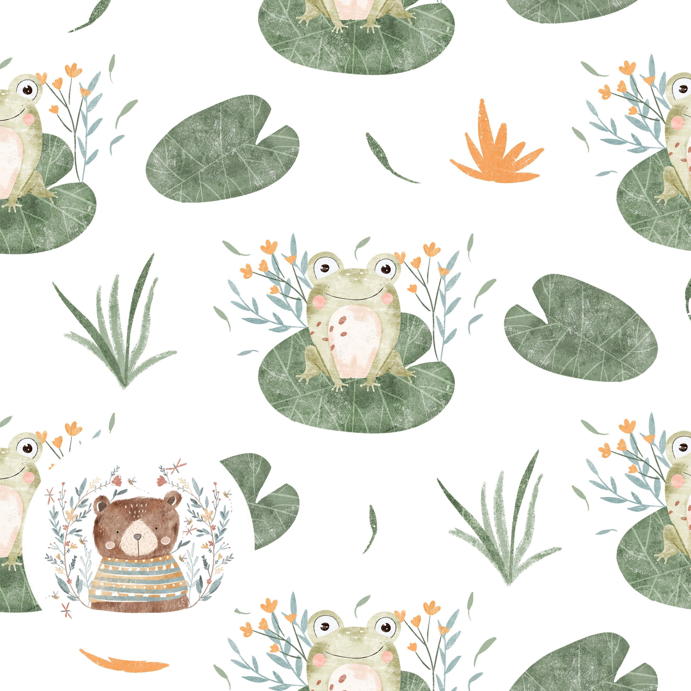 Seamless Pattern Frog Seamless Digital Paper Frog Scrapbook Paper ...