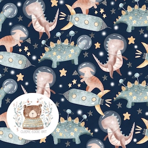 Dinosaur Seamless Pattern Space Digital Paper seamless Navy repeating pattern for fabric Baby boy seamless stars pattern Spaceship seamless