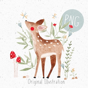 PNG voor sublimatie, herten PNG, PNG babykleding, bosrijke png-bestand, herten clipart, baby herten clipart, png commercieel gebruik, png herten afbeelding