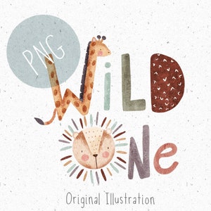 PNG para Sublimação Wild One Clipart Safari Aniversário Clipart Primeiro Aniversário PNG Wild 1 festa de aniversário Clipart Leão Png selva Animal Clipart