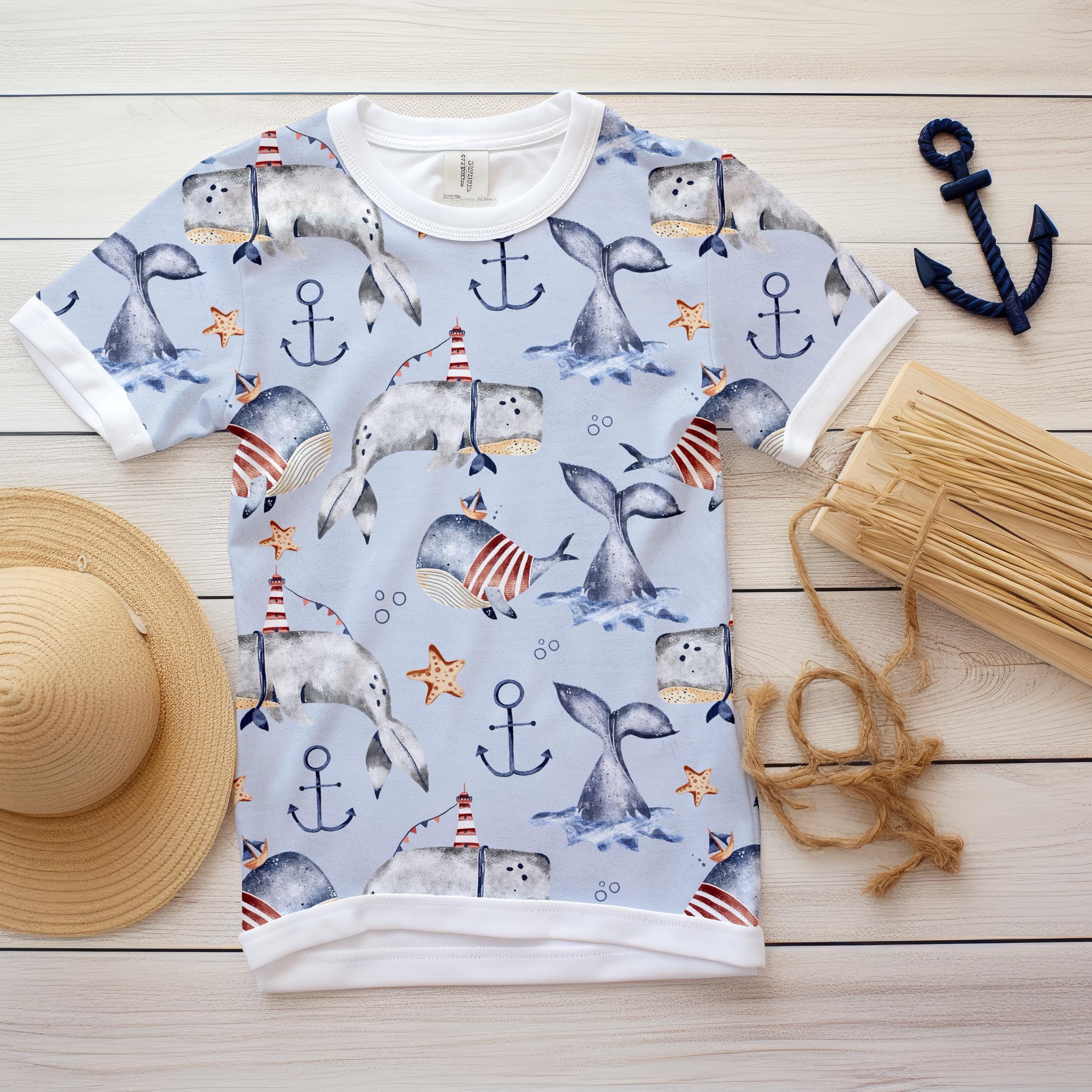 Blue Whale Seamless Pattern Swimming Digital Paper Nautical Theme ...