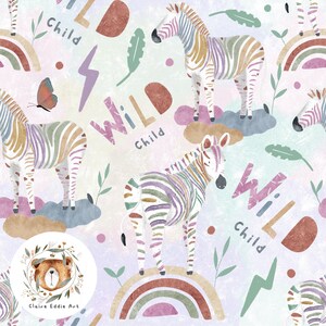 Patrón sin costuras de cebra Arco iris Papel digital Wild One Design Jungle Repetir patrón para tela Patrón pastel Wild Child Seamless archivo niñas