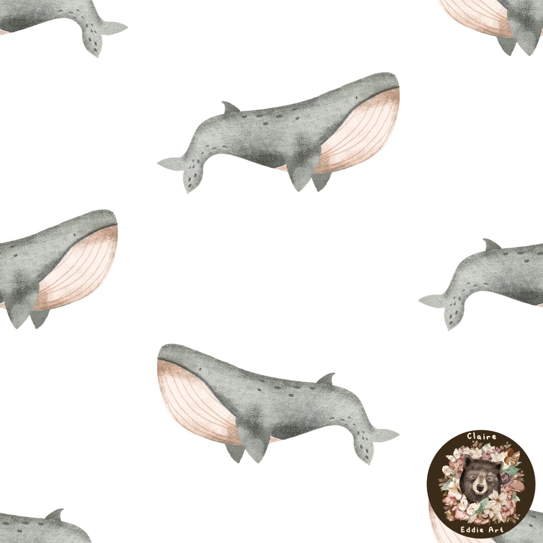 Whale Seamless Pattern Nautical Repeat Pattern for Fabric Blue Whale ...
