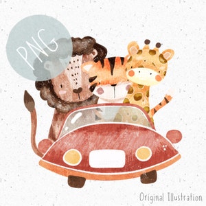 PNG dla sublimacji Safari PNG Chłopczyk PNG Uroczy Dżungla Clipart Transport png dla dzieci Samochód png dla Transfery cieplne Noworodek Clipart Podróż