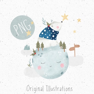 Christmas PNG for Sublimation, Polar Bear PNG, PNG Baby Clothing, Festive png file, Polar Bear Clipart, png Commercial use, png Moon Graphic