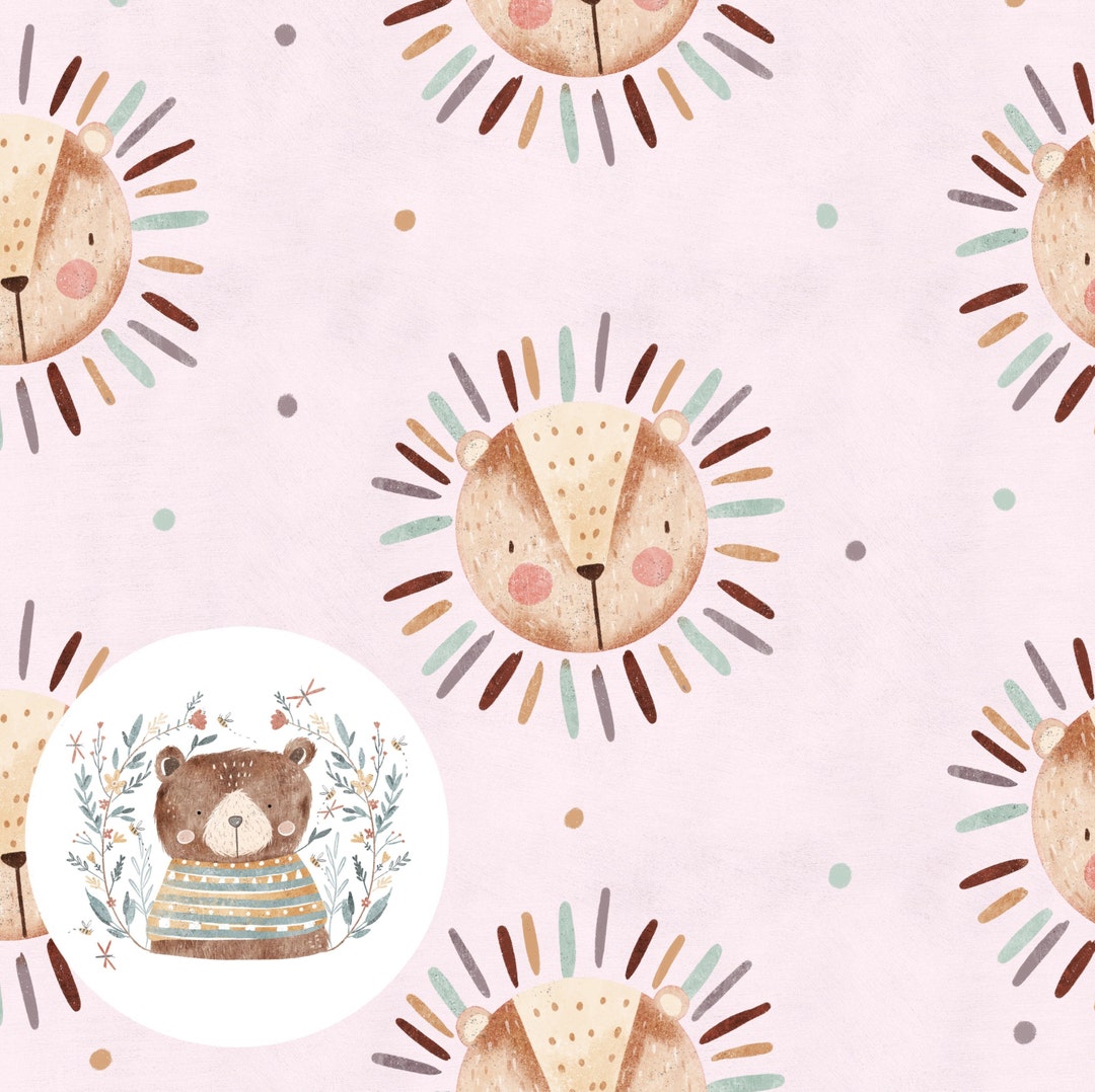 Girls Lion Head Seamless Pattern Pink Safari Repeating Pattern for ...