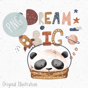 PNG para sublimación Panda PNG Ropa de bebé Clipart para recién nacido Space Clipart Dream Clipart Quotes Clipart para niños Rocket PNG comercial