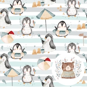 Modèle sans couture pingouin pingouin papier numérique motif de répétition pingouin pour tissu estampes tissu plage sans couture fichier utilisation commerciale