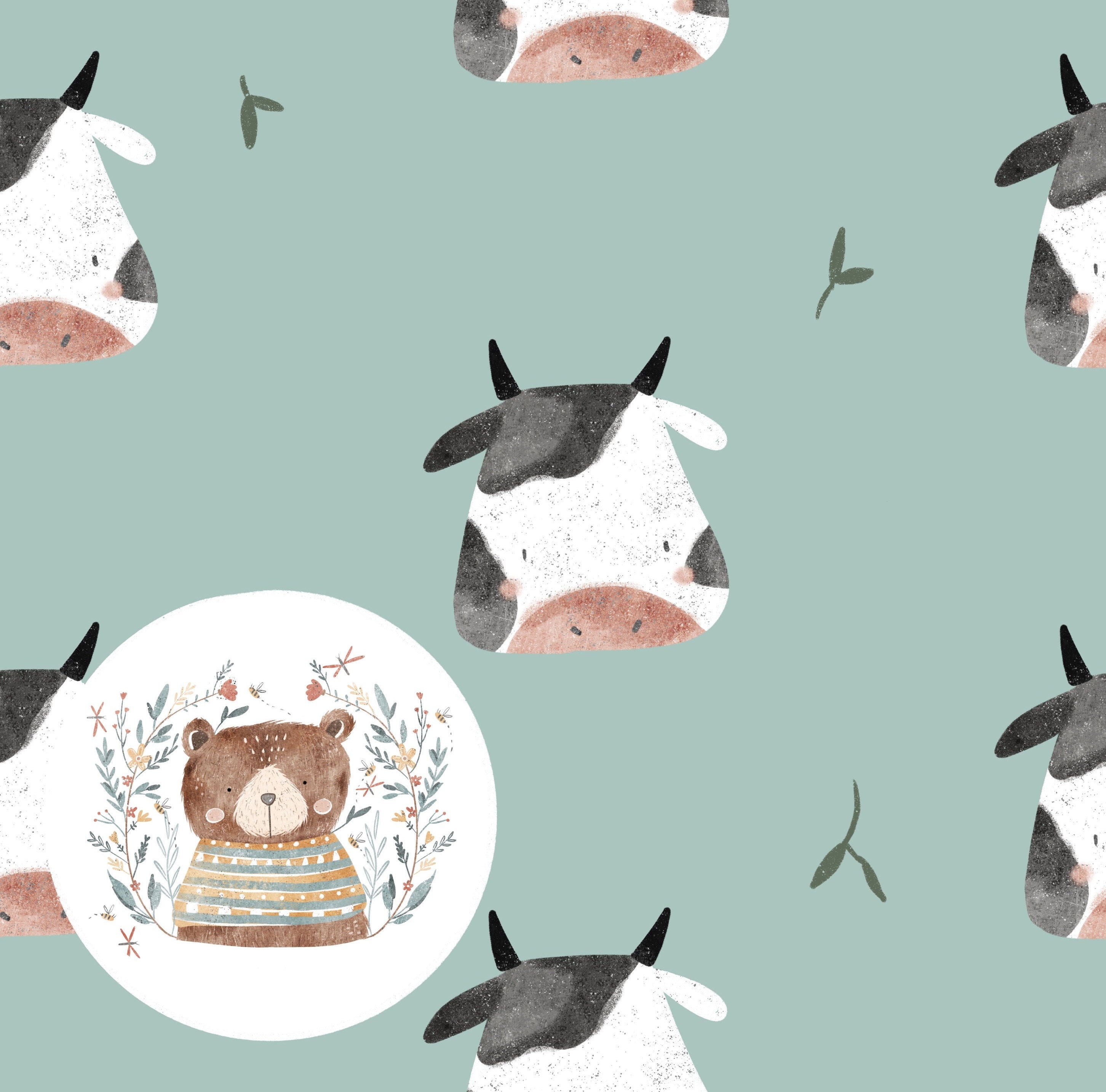 Repeatable Cow Pattern Cow Seamless Pattern Cute Cow Digital Paper Farm Repeat Pattern for ...