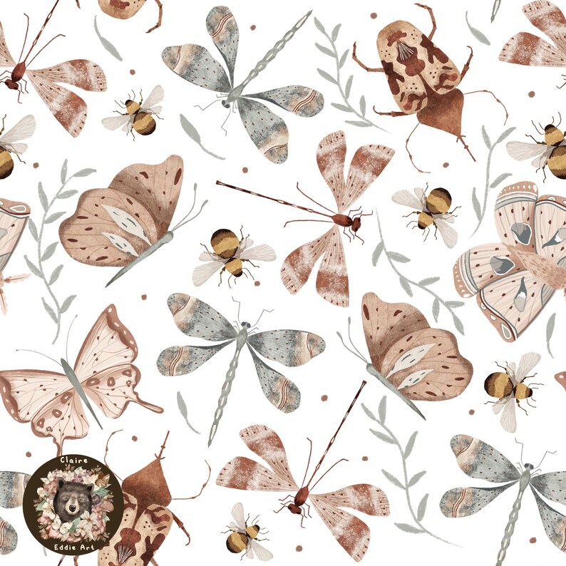 Seamless Butterfly Repeat Pattern for Fabric Insect Digital Paper ...
