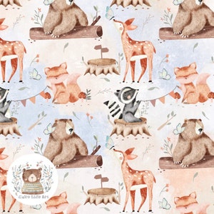EXCLUSIVE COLOURWAY Forest Seamless Pattern Wald nahtlose Muster für Stoff Hirsch unter dem Motto Rapport Waschbär Oberflächenmuster Fuchs