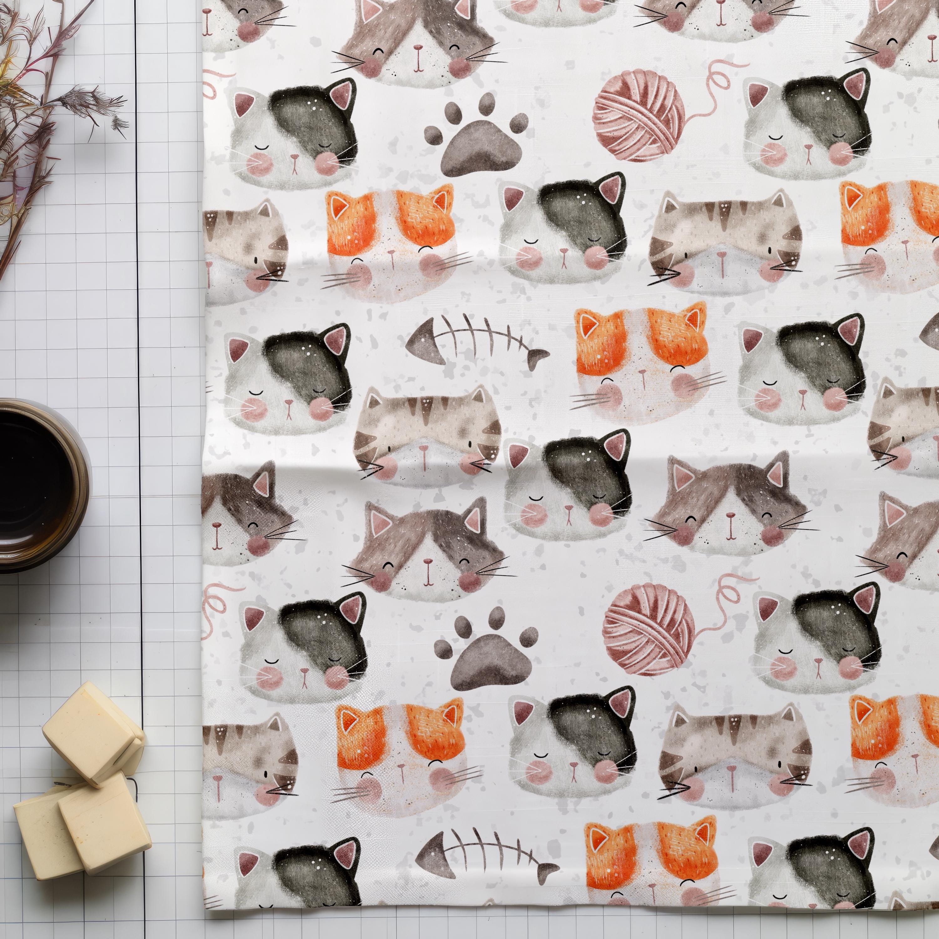 Cute Cat Seamless Pattern Tabby Cat Repeating Pattern for Fabric ...