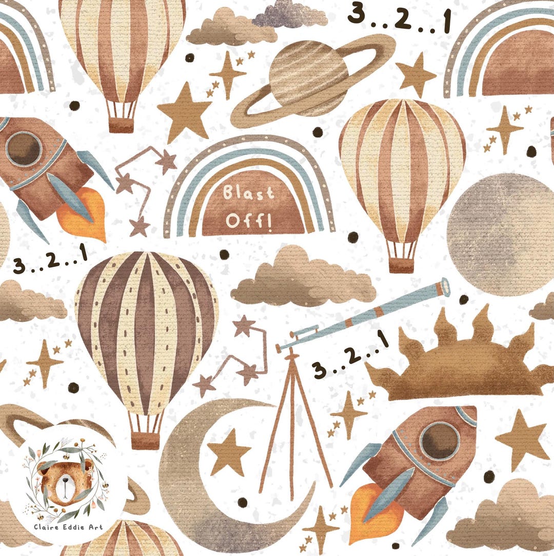 Space Seamless Pattern Rocket Repeat Pattern for Fabric Astronaut ...
