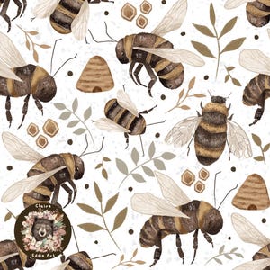 Naadloze bijenpatroon hommel herhalend patroon voor stof insect ontwerp bijenkorf naadloos bestand honingbij patroon natuur digitale paper bug