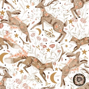 Motif sans couture des bois Animaux de la forêt mignons Papier numérique Motif floral Forêt motif répété pour tissu Motif renard Cerf sans couture lièvre