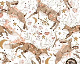 Woodland Seamless Pattern Cute Woodland animals Digital Paper Floral pattern Forest Repeat Pattern for fabric Fox pattern Deer Seamless Hare