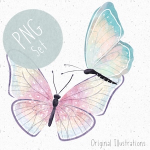 2 PNGs für Sublimationsfarben Schmetterling Clipart Bundle Süßes Insekt PNG Set Mädchen Clipart Rosa Schmetterling Grafik Schmetterlinge herunterladen Neues Baby png