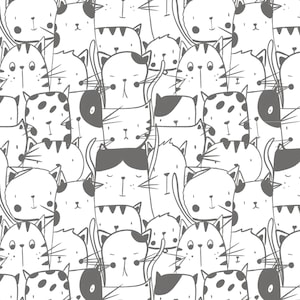 Katze nahtlose Muster, Katze nahtlose digitales Papier, Katze nahtlose Muster, schwarz und weiß Scrapbook Papier, Katze Rapport für Stoff