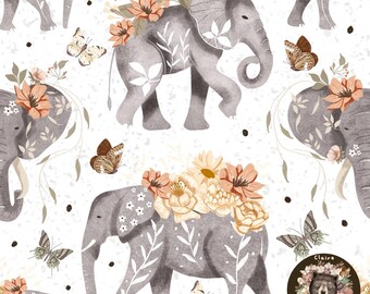 Elephant Seamless Pattern Baby Girl Repeat Pattern for Fabric