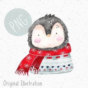 PNG para sublimación Lindo pingüino png Bebé Navidad Clipart Festivo PNG Invierno animal Clipart Pingüino sublimación Niños Clipart Pingüino archivo