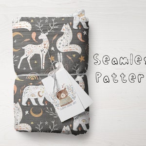 BOHO bébé motif scandinave sans couture pour tissu animal de la forêt papier numérique espace fichier sans couture motif folklorique enfants