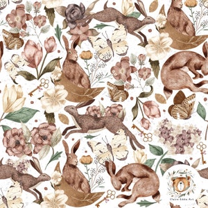 Easter Seamless Pattern Hare repeat pattern for fabric Spring seamless file Easter Bunny Pattern Rabbit Digital Paper Floral seamless file