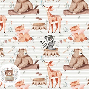 EXKLUSIVE FARBAUSWAHL Woodland Seamless Pattern Nahtloses Bären-Muster für Stoff Waldbezogenes Rapportmuster Fox-Oberflächenmuster Neues Baby