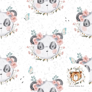 Lindo Panda patrón sin costuras Niñas safari patrón repetitivo para tela Bebé Niña Archivo sin costuras Patrón de animales de la selva Rosa Descarga sin costuras