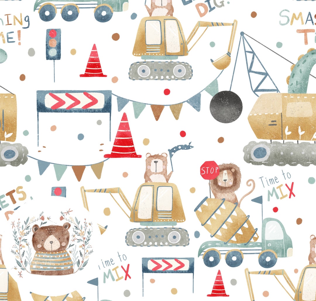 Seamless Pattern Construction Seamless Digger Pattern Lion Seamless ...
