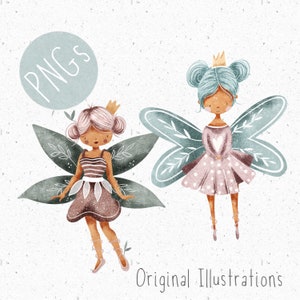 Set von 2 PNGs für Sublimation, PNG Babykleidung, Märchen png, Fee Clipart, Prinzessin Clipart, png Kommerzielle Nutzung, png fairy Grafik
