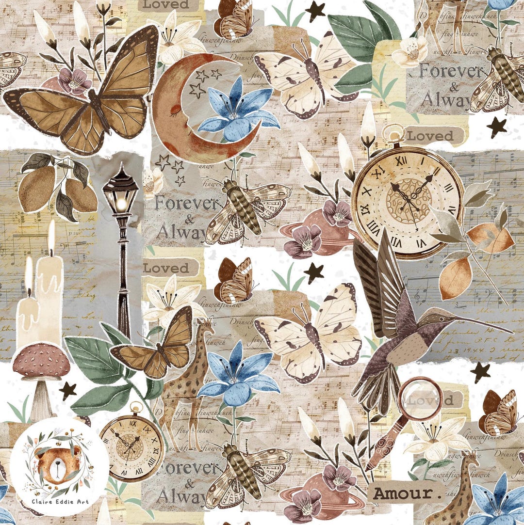 Cottagecore Seamless Pattern Scrapbook Digital Paper Whimsical Repeat ...