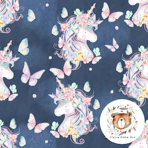 Einhorn Musterdesign Einhorn nahtlose digitale Papier Schmetterling Rapportmuster für Stoff Märchen digitale Datei Pastell Einhorn nahtlos