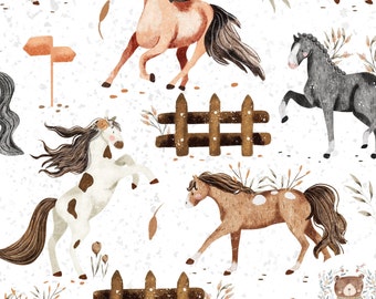 Horse Seamless Pattern Pony Digital Paper Horse-riding Repeat Pattern for fabric Horse girl Seamless Farm pattern Cute Horse sublimation