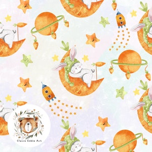 Pastel Easter Seamless Pattern Celestial repeat pattern for fabric space Design Sleeping animals seamless First Easter pattern Rocket-ship