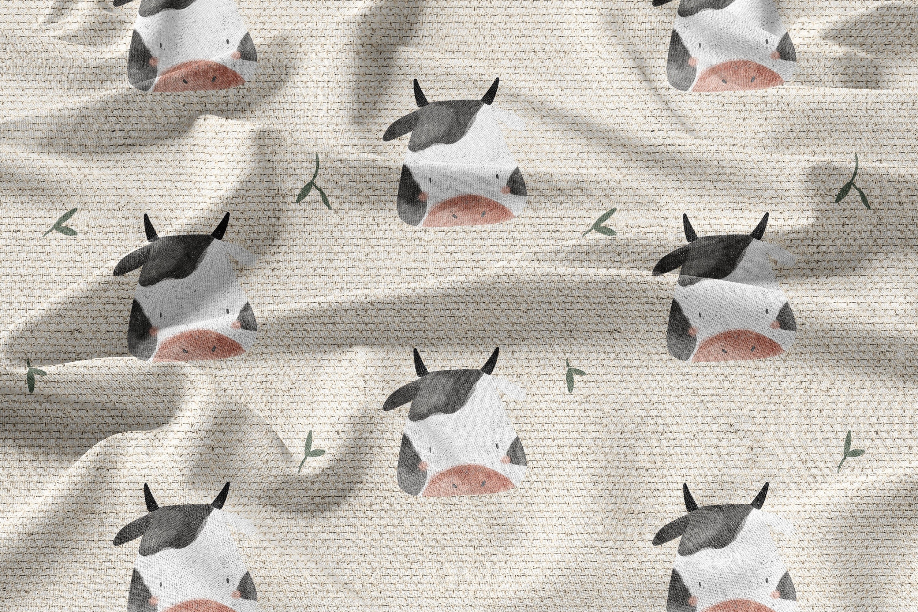 Seamless Pattern Farm Digital Paper Cow Repeat Pattern for Fabric New ...
