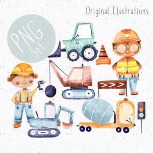 Ensemble de 9 PNG pour Sublimation Construction Clipart for Boys png Wrecking Ball Clipart Builder PNG Construction bundle Clipart fichier d’excavatrice