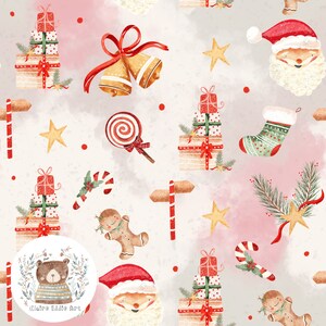 Kinder Weihnachten Seamless Pattern Urlaub Seamless Digital Paper Weihnachten Geschenkverpackung Datei Erste Weihnachten Rapport Muster für Stoff Festlich