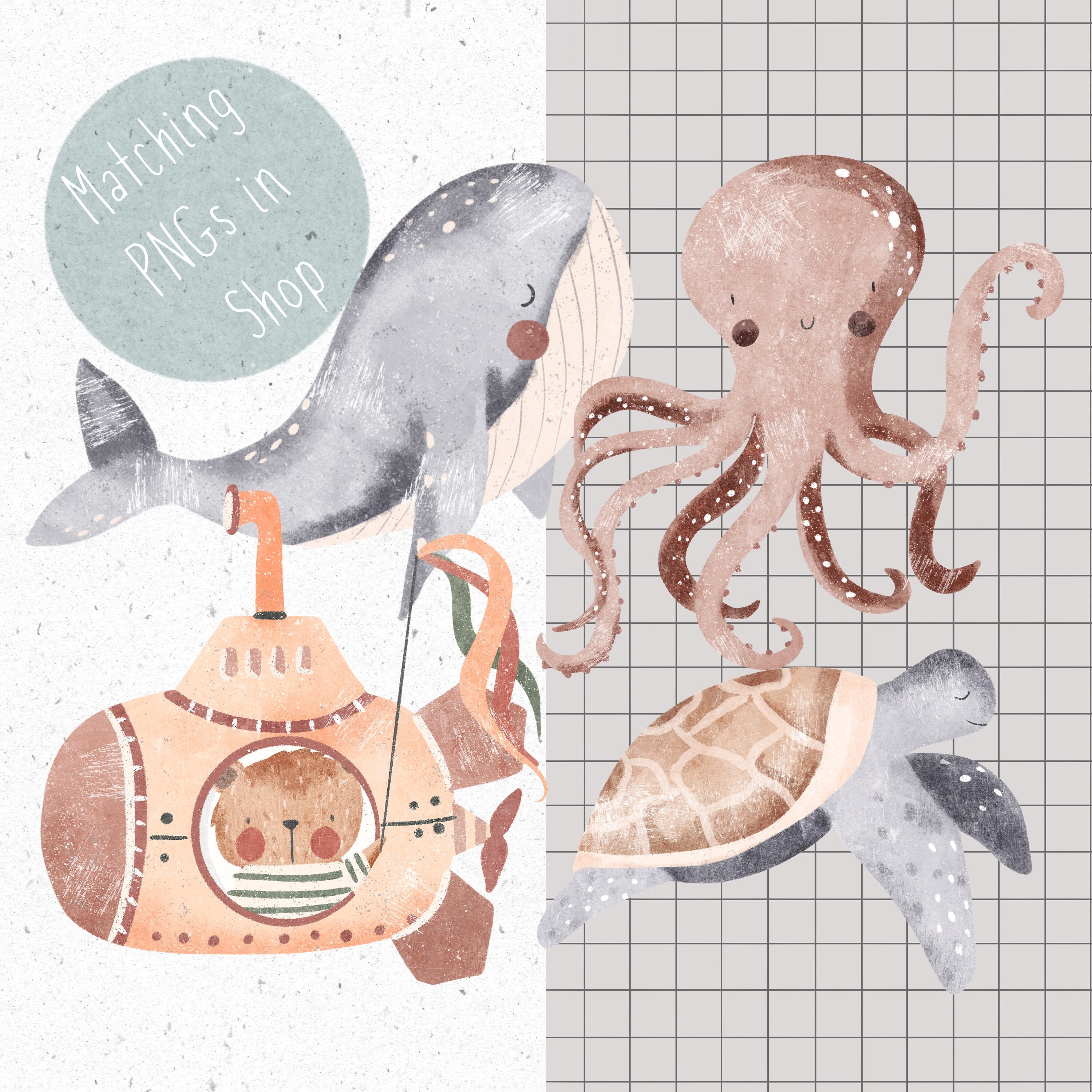Underwater Seamless Pattern Sea Animal Seamless Digital Paper Under the ...