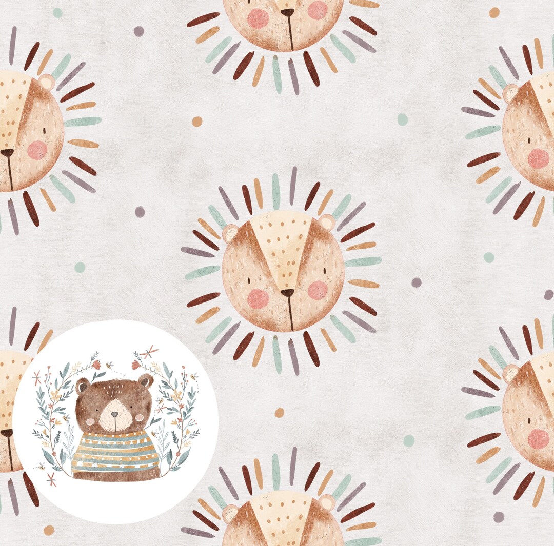 Cute Lion Head Seamless Pattern Safari Repeating Pattern for Fabric ...