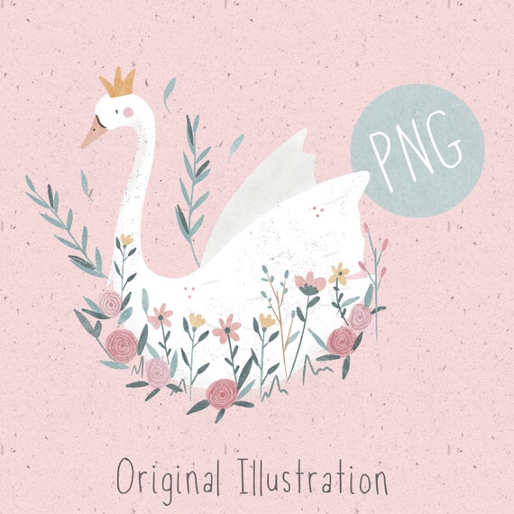 PNG for Sublimation, Swan PNG, PNG Baby Girl Clothing, Fairytale png file, Swan Clipart, Girly Clipart, png Commercial use, png Swan Graphic