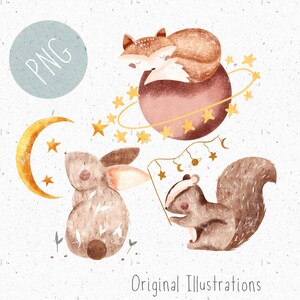 Ensemble de 3 fichiers PNG pour sublimation, animaux dans l'espace PNG, PNG vêtements bébé, espace png ensemble, planètes clipart, clipart Woodland, png usage Commercial