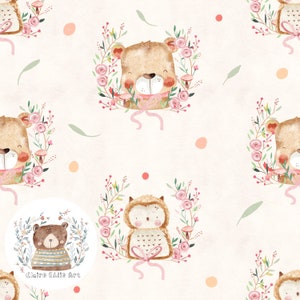 Baby animals Pattern Woodland ripetizione pattern per tessuto Forest Seamless pattern Animali del bosco Seamless file Nature Pattern Tessuto per ragazze