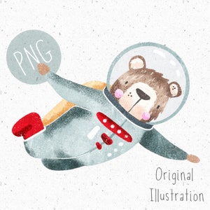 PNG para sublimación, PNG espacial, ropa para niños PNG, archivo png de astronauta, imágenes prediseñadas de oso, imágenes prediseñadas de astronauta, png comercial, gráfico espacial png